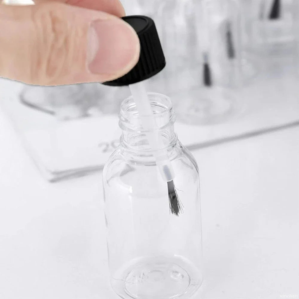 Empty Nail Polish Bottles With Brush Cap Refillable Plastic Jars Leakproof Storage Liquid Paints Pots DIY Crafts Containers