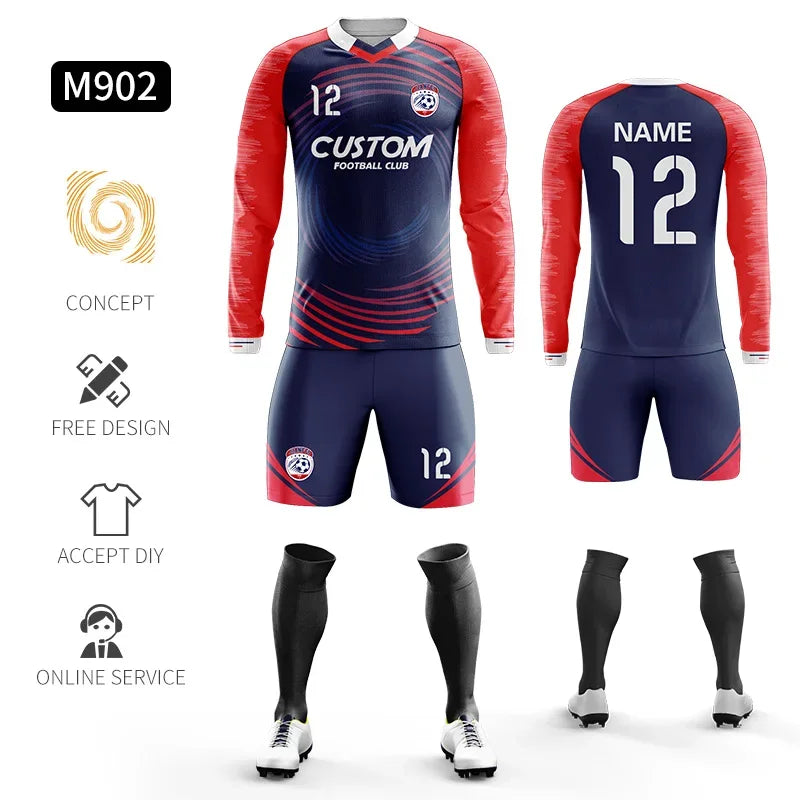 Maillot de football personnalisé par sublimation, uniforme de football en polyester, uniforme de football pour club, maillot de football respirant pour hommes
