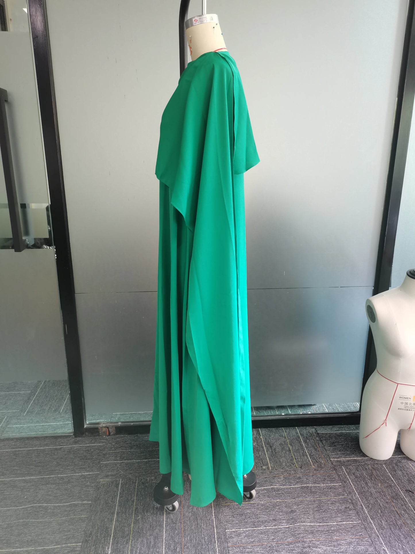 Onecozyday Damen Abendkleid Einfarbig Rundhals Asymmetrisches Bodenlanges Wickelkleid Frühling Sommer Neu Plissiertes Kleid 2024
