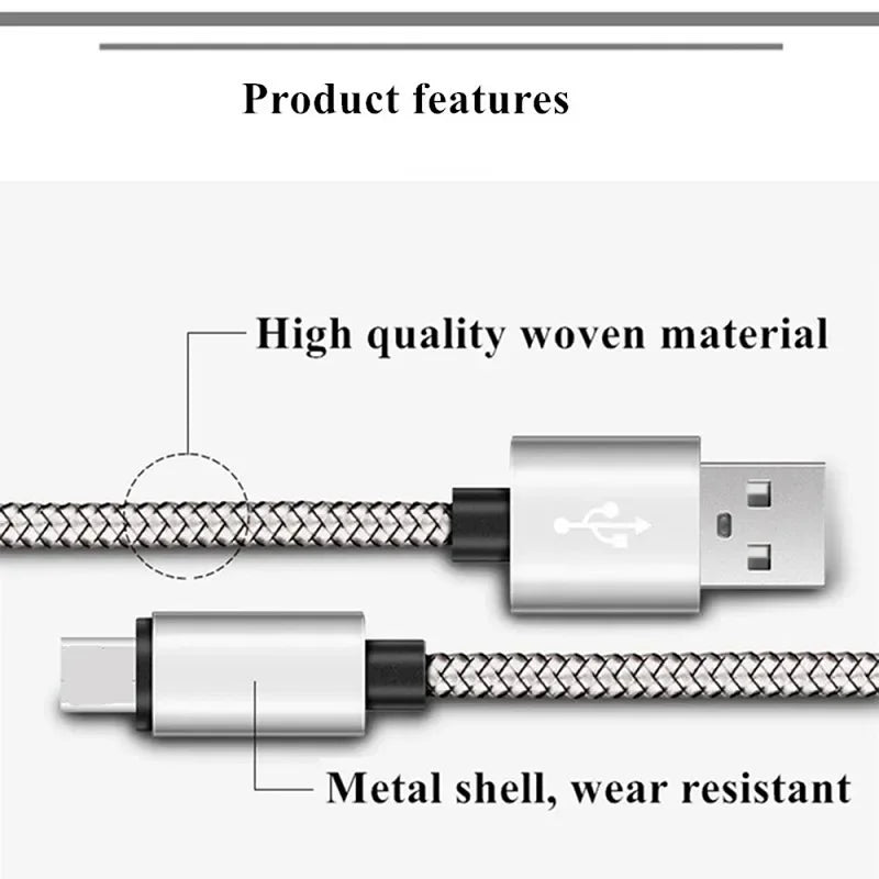 USB-A auf iPhone 15 Nylon geflochtenes Kabel, Schnellladekabel für Huawei Samsung Galaxy S22 Android Handy Ladekabel Zubehör