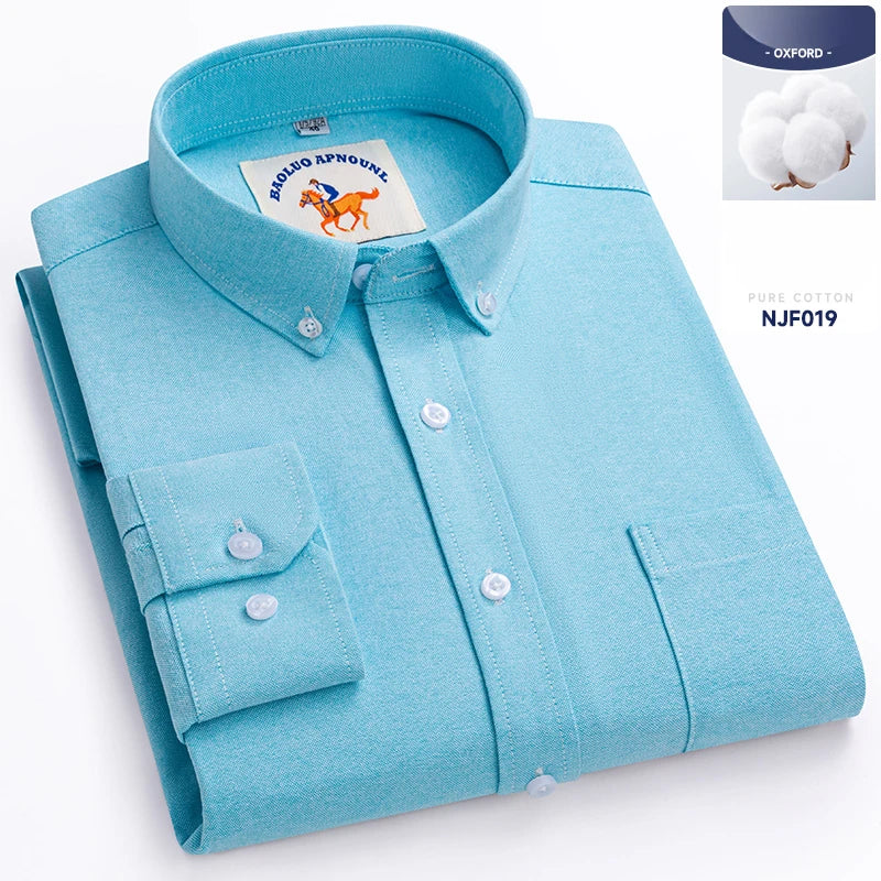 Chemises Oxford à manches longues en 100 % coton pour homme, grandes tailles 8XL, coupe ajustée, unies ou rayées, pour le bureau, couleur blanche, tenues professionnelles