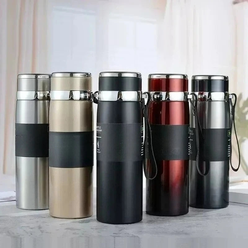 1000ml Thermosflasche Thermoskanne Vakuumflasche Doppelwandiger Edelstahl Kaffee Tee Isolierbecher Auslaufsicher für Büro