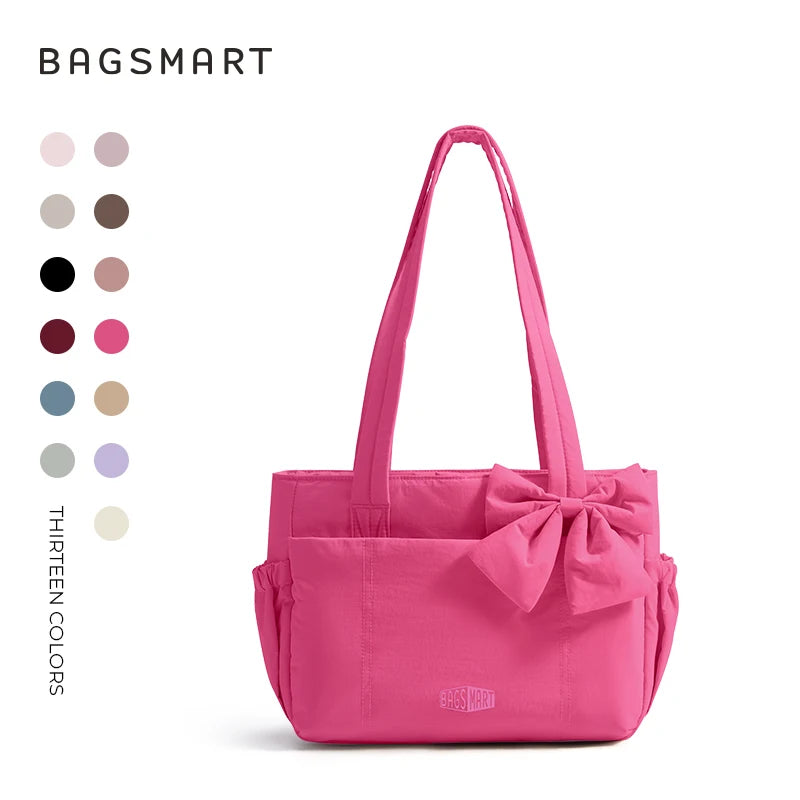 BAGSMART Sac fourre-tout trois tailles avec plusieurs poches, sac à main gonflé, sac à bandoulière décontracté, sac fourre-tout grande capacité
