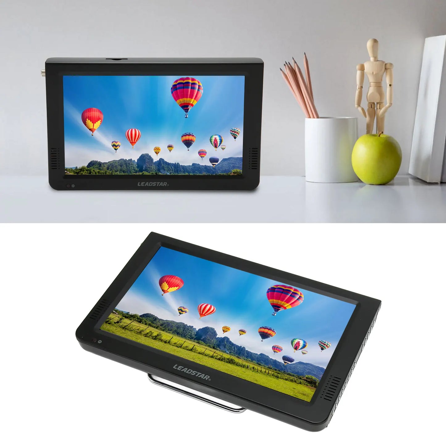 Tragbarer 10-Zoll-Fernseher mit hochempfindlichem Tuner, wiederaufladbarer ATSC-Digital-TV für Auto und Outdoor, tragbarer TV, wiederaufladbarer ATSC-Digital-TV