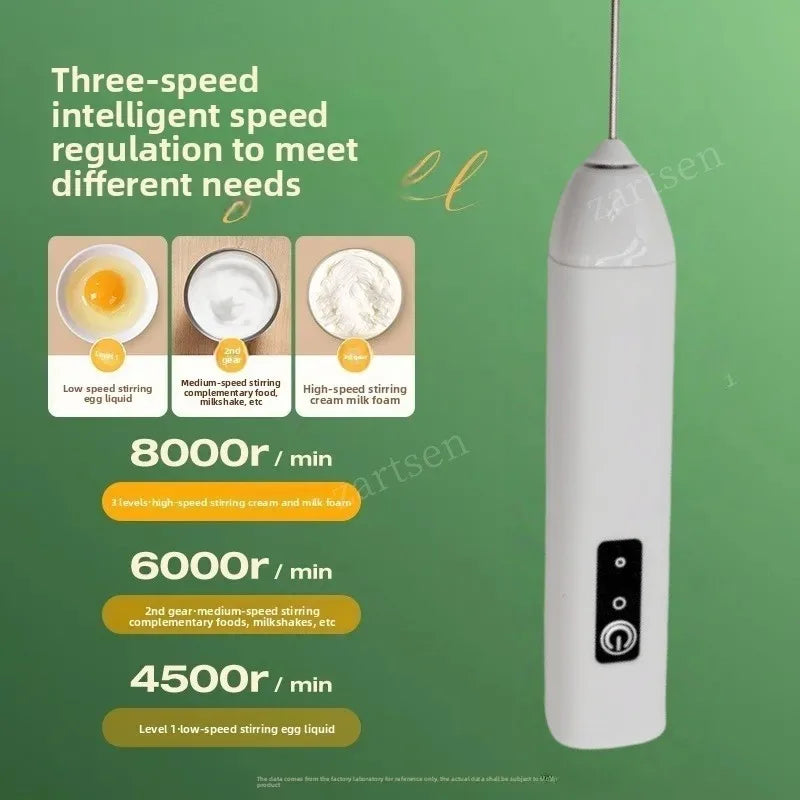 Mousseur à lait sans fil électrique Type-C Mixeur portatif en acier inoxydable Mini fouet pour café Cappuccino Crème