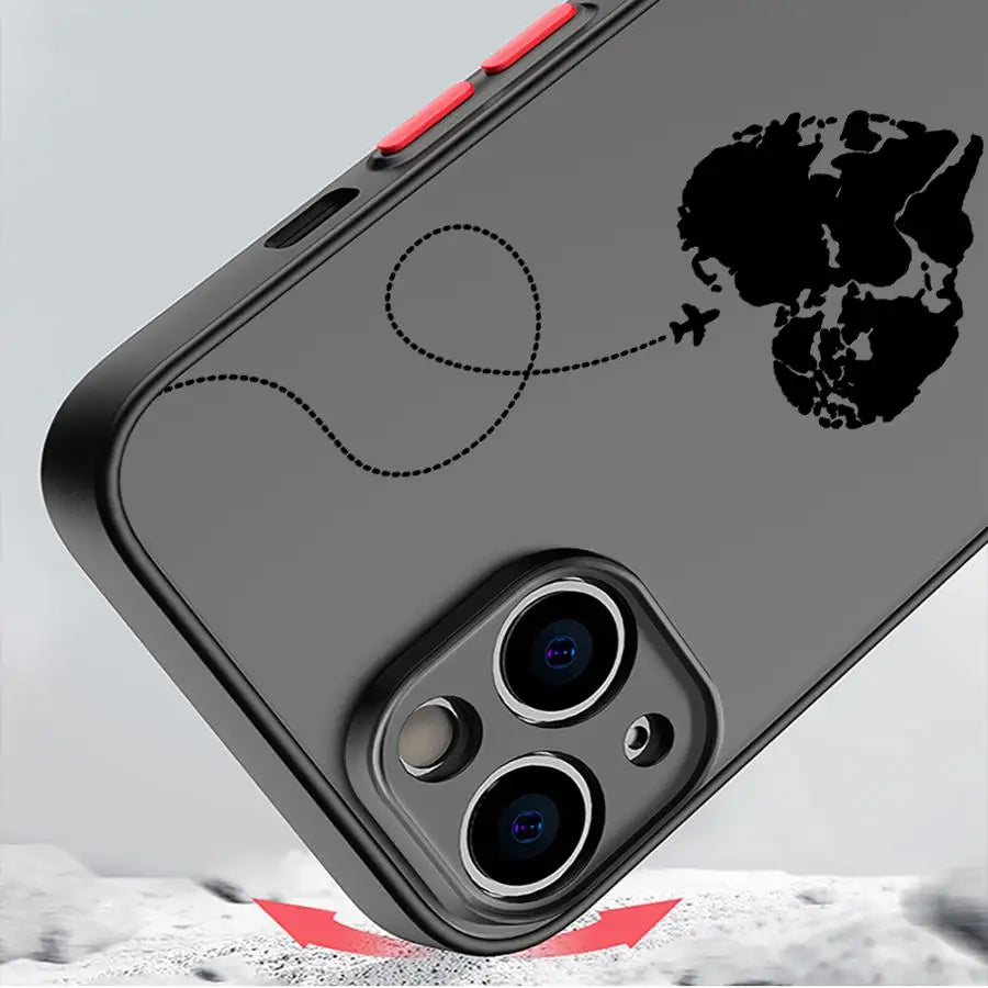 Linie Flugzeug Topographische Rücken Handyhülle für iPhone 14 XS 7 8 15 Plus 13 Mini 16 Pro Max 12 17 Air 16e 11