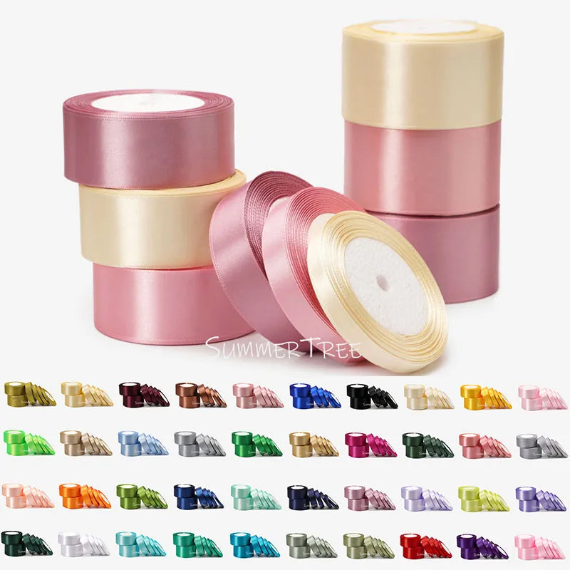 Satinband 25 Yards 6 mm - 50 mm Schleife Geschenkverpackung Schleife Handmade DIY Basteln Halloween Weihnachten Hochzeit Geburtstag Party Dekoration