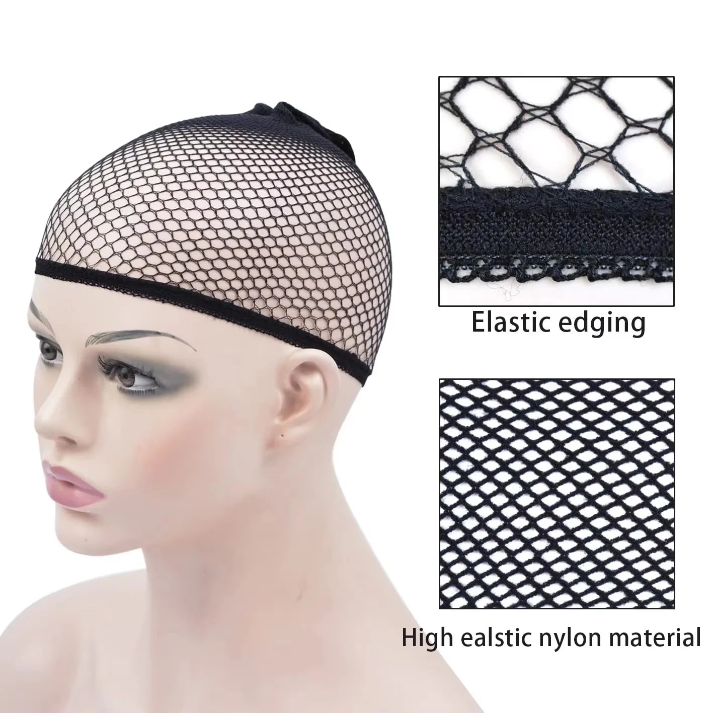 1/3/5 PCS Black Wig Net Caps Durable Elastic Mesh Head Cover Fishnet Hat Close End Hair Styling Accessories for Men and Women