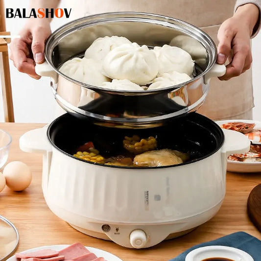 Marmites électriques multicookers 220 V, simple/double couche, pour 1 à 2 personnes, avec revêtement antiadhésif, ustensiles de cuisson pour riz et plats mijotés