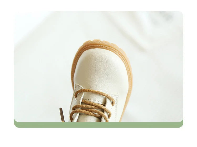2024 New Spring/Autumn Baby Boots Leather British Style Boys Fashion Boots Rubber Sole Zip Side Toddler Girls Ankle Boots 15-25