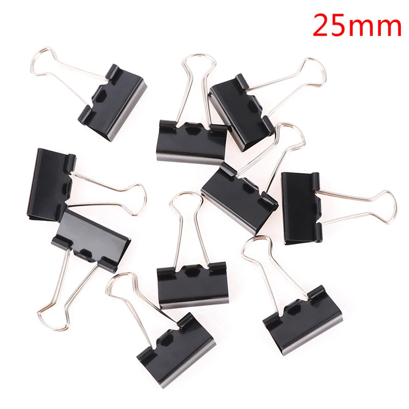 10pcs  Black Metal Binder Clips Notes Letter Paper Clip Office Supplies Binding Securing Clips 15/19/25/32mm