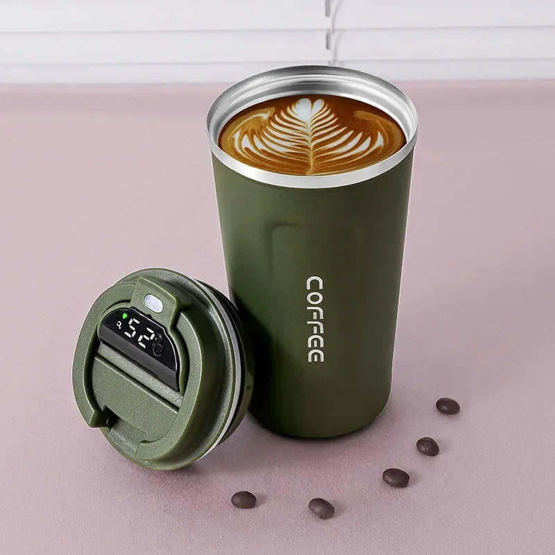 Tasse à café Thermos 380/510 ml en acier inoxydable avec affichage de la température, bouteille d'eau isolée, flasque sous vide.
