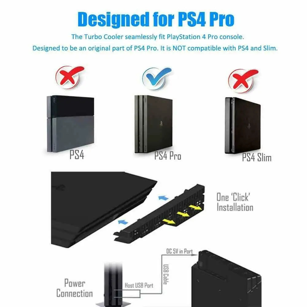 Ventilateur de refroidissement Refroidisseur DC 5V pour console de jeu Sony PS4 Pro Slim Playstation Play Station PS 4 Réfrigérateur USB Ventilateur Portable