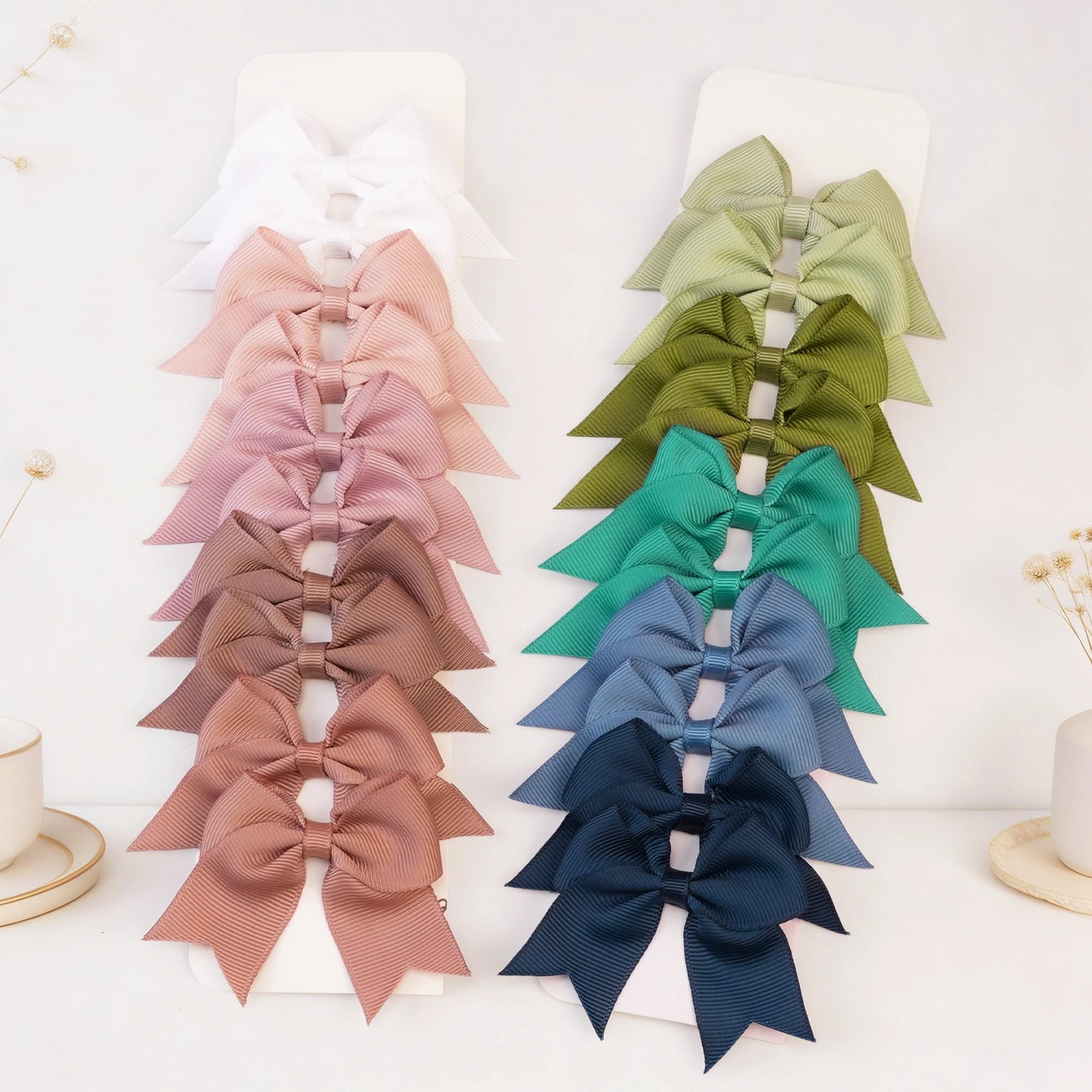 10/20Pcs/Set Cute Solid Ribbon Bows Hair Clips for Baby Girls Kids Fashionable Hairpin Headwear Children's Hair Accessories