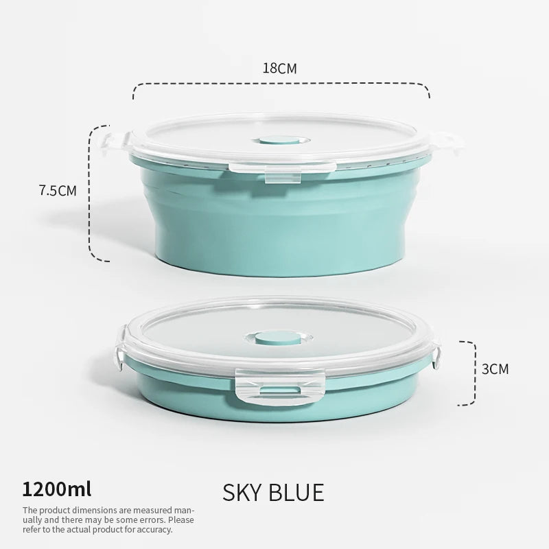 Boîtes de Conservation Alimentaire Pliables Boîte à Repas en Silicone avec Couvercle Bols Alimentaires Boîte à Repas Empilable pour Cuisine et Congélateur