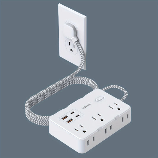 Universal-Steckdosenleiste US-Stecker mit 6 AC-Anschlüssen 4 USB-C/A Ladeports 1,5 m Verlängerungskabel Desktop Wand Erdungs-Steckdose