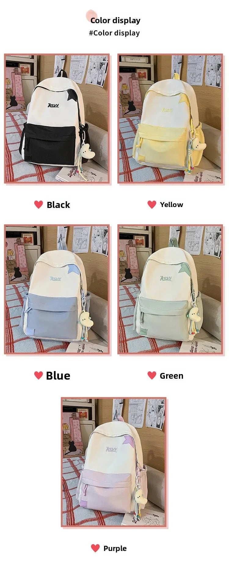 Nouveau Sac à Dos de Collège Imperméable pour Femme, Grande Capacité, Sacs d'École Tendance pour Ordinateur Portable, Joli Sac de Voyage pour Fille, Cool