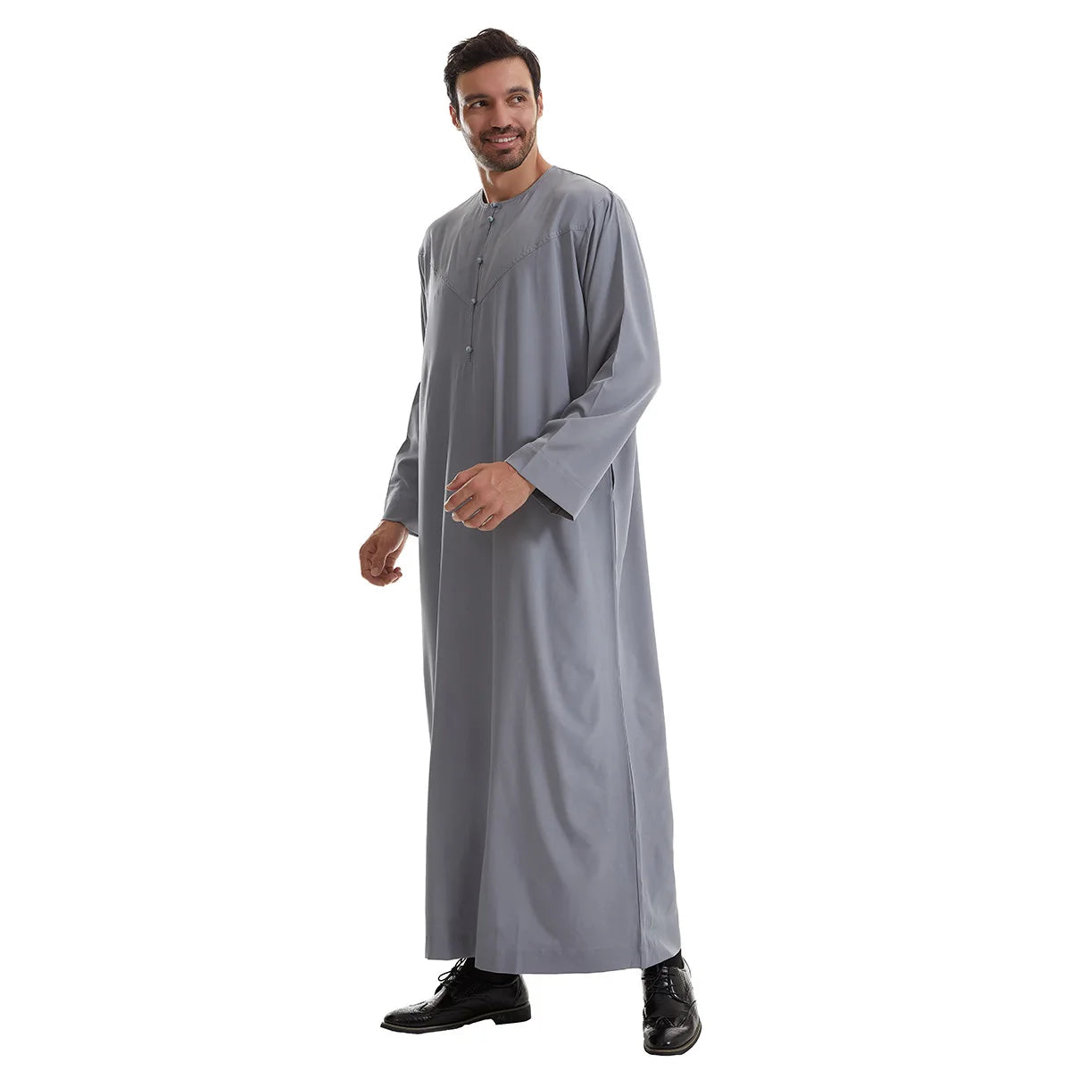 New 2024 Eid Muslim Islamic Middle East Abaya Dubai Malaysia Loose Gown Button Shirt Men Clothing Jalabiya Abayas Ramadan Caftan