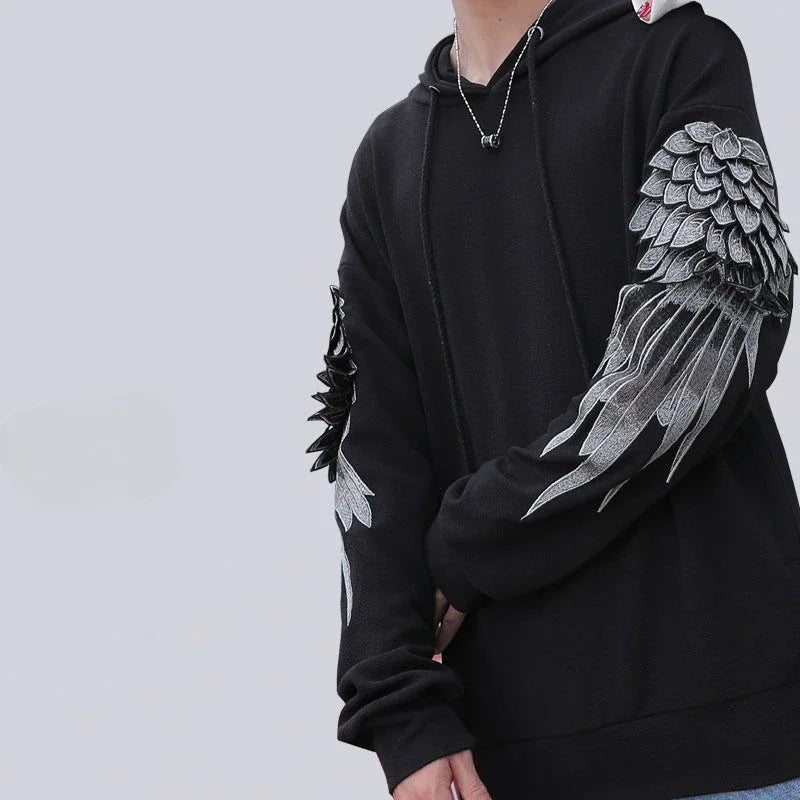 Sweat-shirt Homme à Capuche Brodé Vêtements Masculins Hip Hop Sweats à Capuche Chemise Blanche Luxe Sans Marque Streetwear Automne Pas Cher Emo