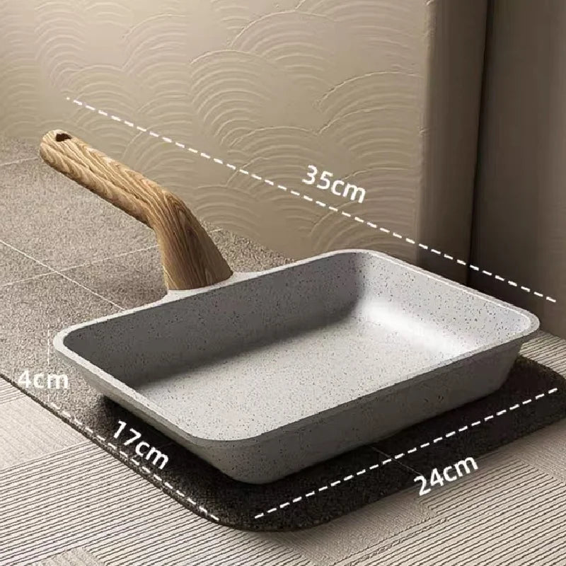 Square Flat Bottomed Pan Household Frying Pan - Non-Stick Kitchenware for Cooking
