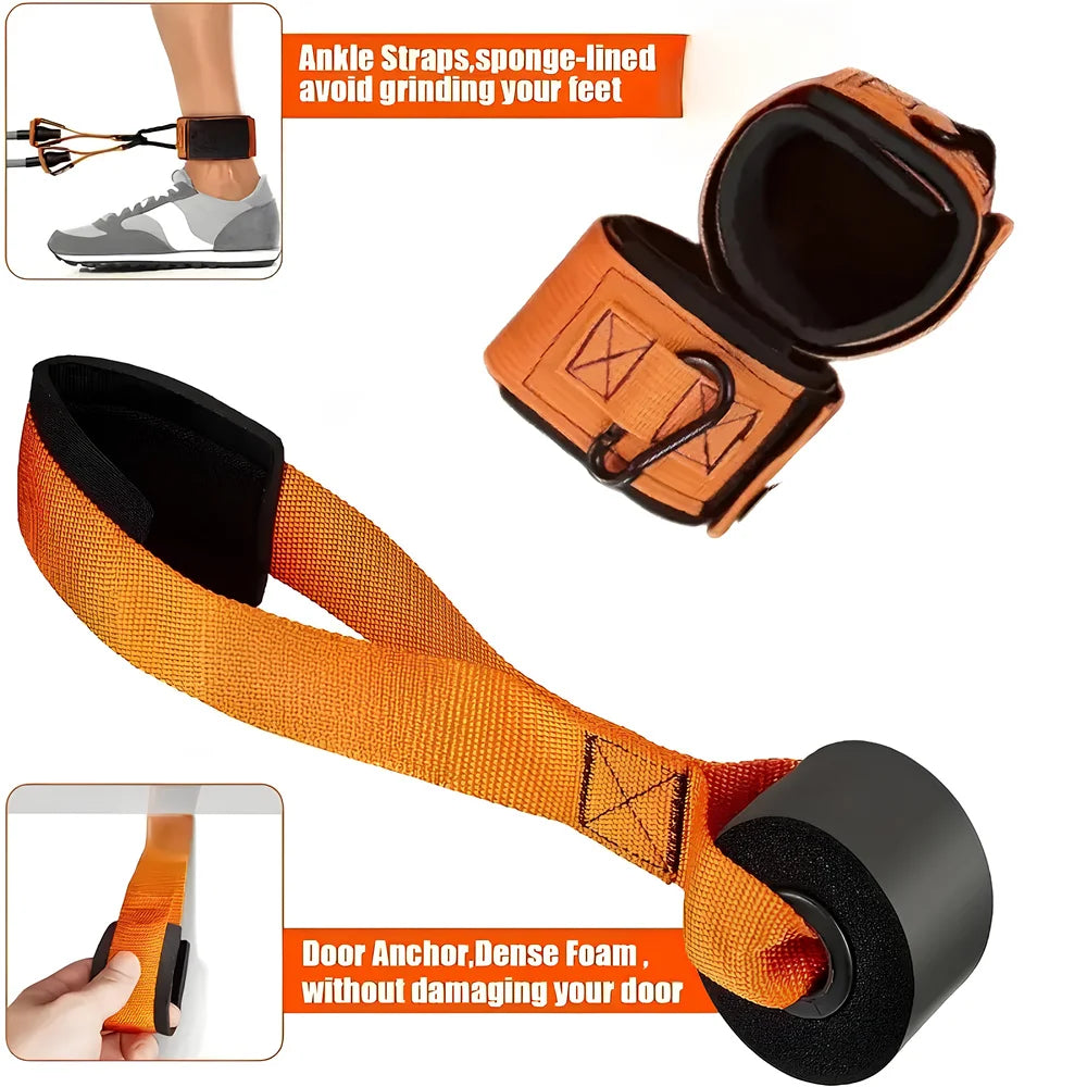 1 Set of Advanced Resistance Belt with Handle Heavy Sports Belt for Strength Training Home Gym and Fitness Exercise