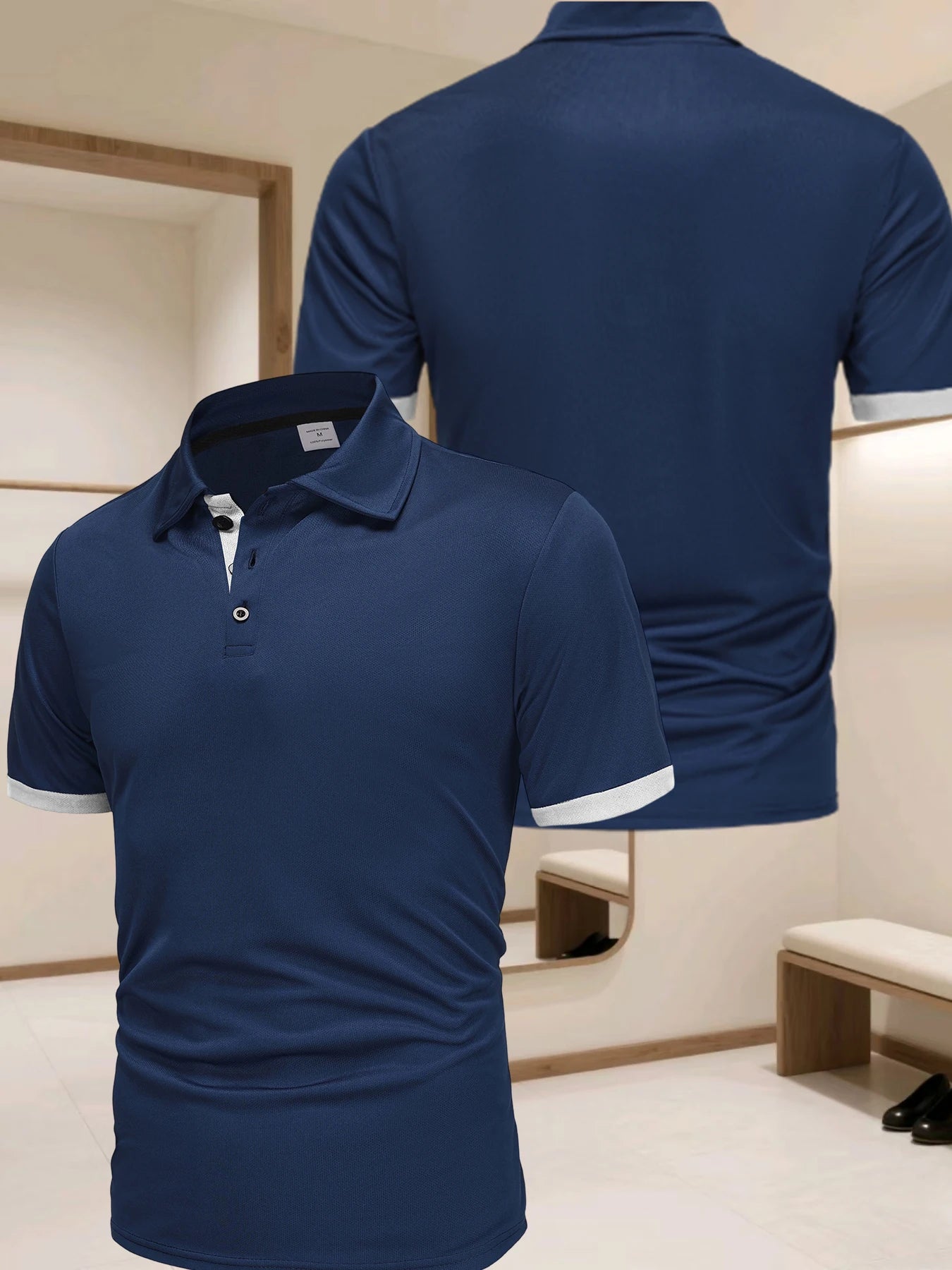 Haut de polo pour homme, haut de t-shirt de sport d'extérieur contrastant, polo de sport d'extérieur respirant pour homme, polo contrastant tendance