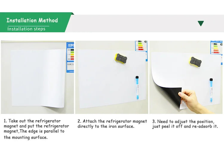 Magnetic Dry Erase Board Reusable Fridge Magnet Board Flexible Refrigerator Whiteboard for Reminder Memo, for Home Office School
