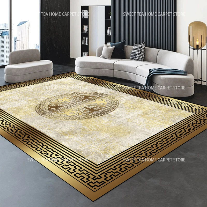 Moderner goldener Luxus-Teppich, große Wohnzimmerdekoration, Heimteppiche, rutschfeste Schlafzimmermatte, anpassbare Couchtisch-Lounge-Teppiche