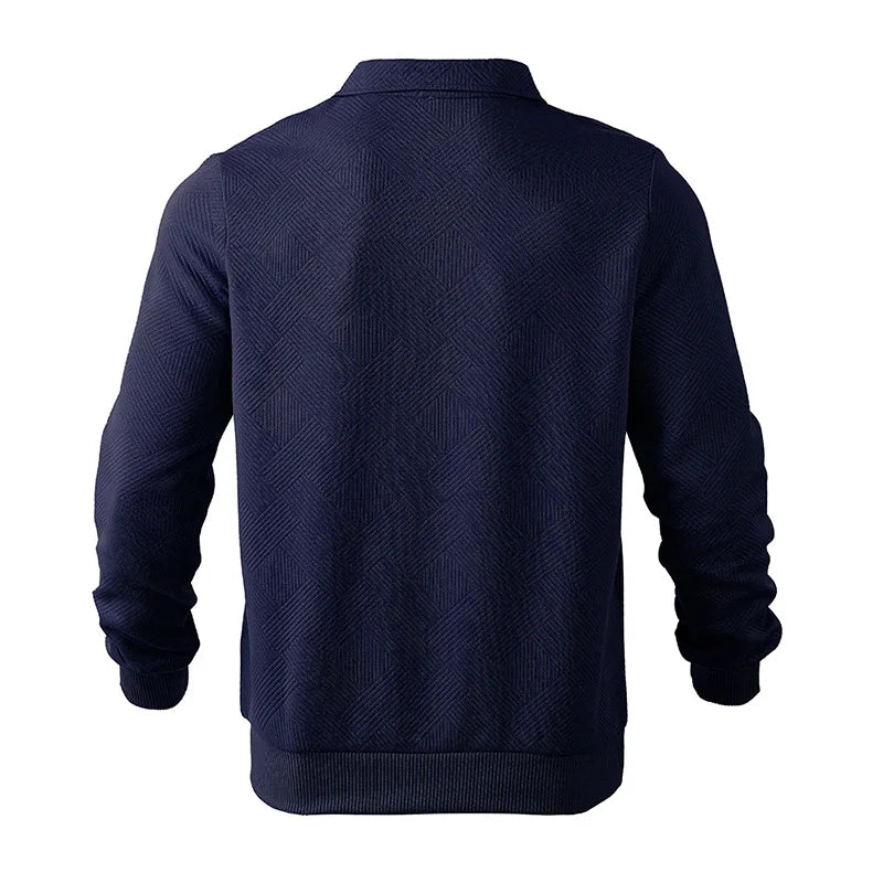24 grenzüberschreitendes beliebtes Herbst-Langarm-Revers-Reißverschluss-Herren-Freizeit-Poloshirt
