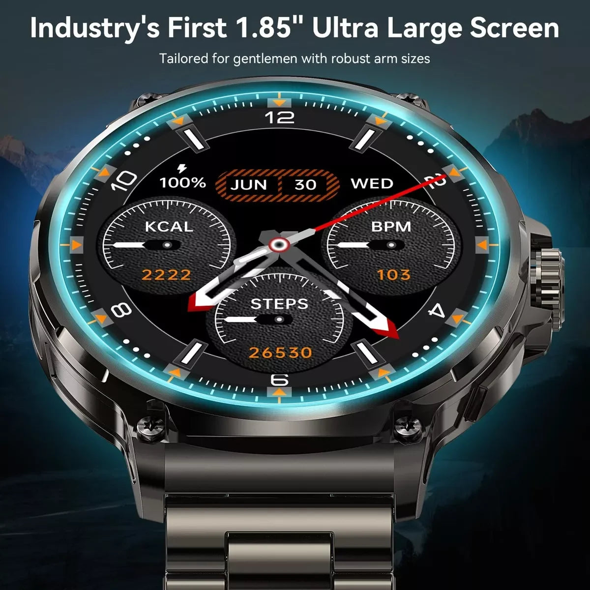 Montre connectée intelligente GPS homme 2026, écran AMOLED HD 1,85 pouces, batterie 710 mAh, appels Bluetooth, pour Android et iOS