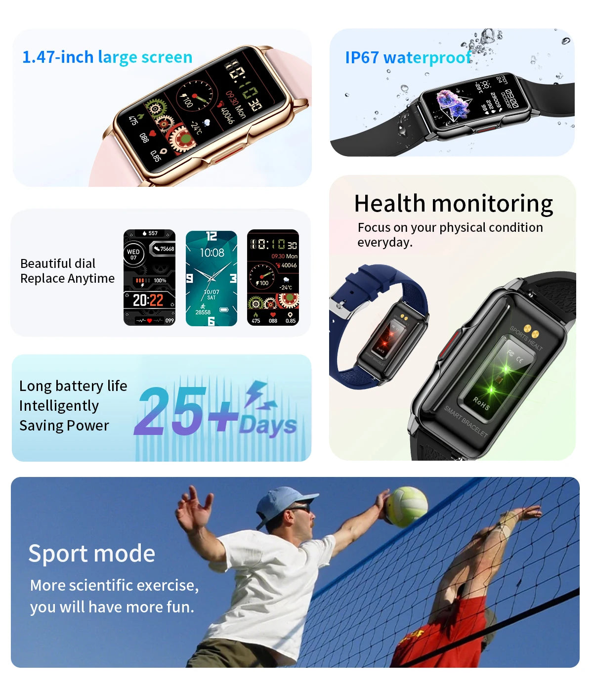 Für Android IOS Smart Armband Frauen Smartwatch Männer Herzfrequenz Blutsauerstoff Wasserdicht Sport Smart Band Uhr Für Damen +Geschenk