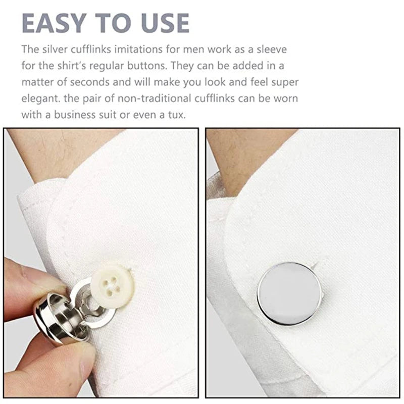 1 Pair Brass Round Button Cover Cufflinks Formal Shirt Cuff Links Fine Details Imitation Cuff Links for Photo Shooting