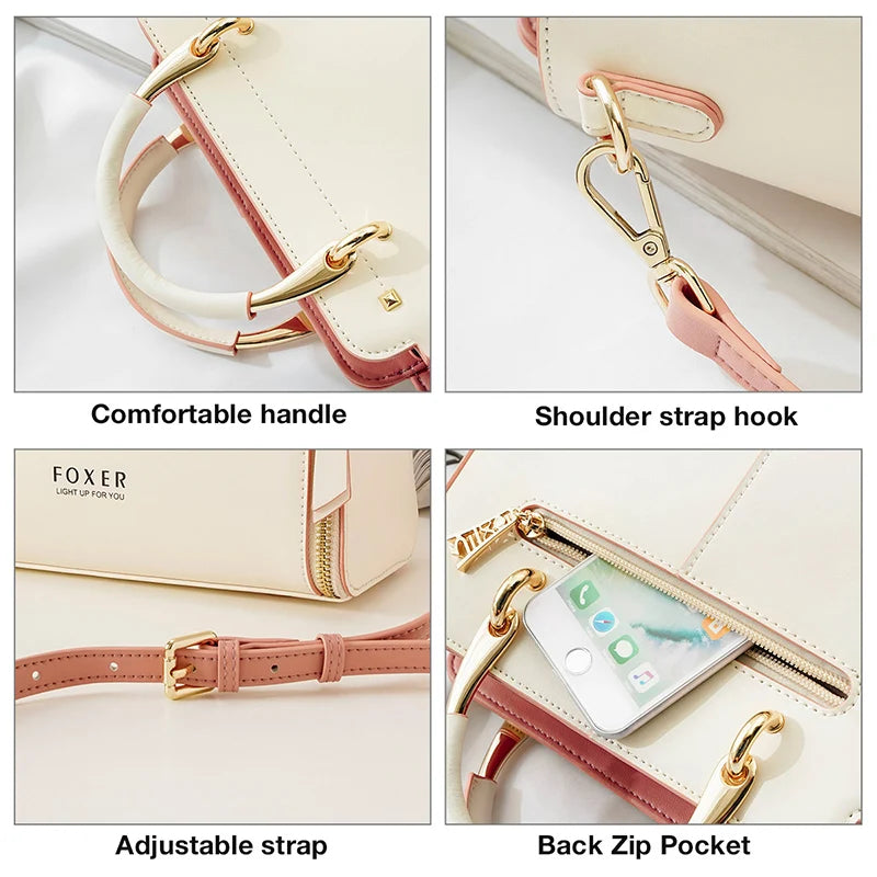 FOXER Spaltleder Damen Umhängetasche Elegante Handtasche 2026 Neue Große Damen Tragetasche Luxuriöse Designer Umhängetasche