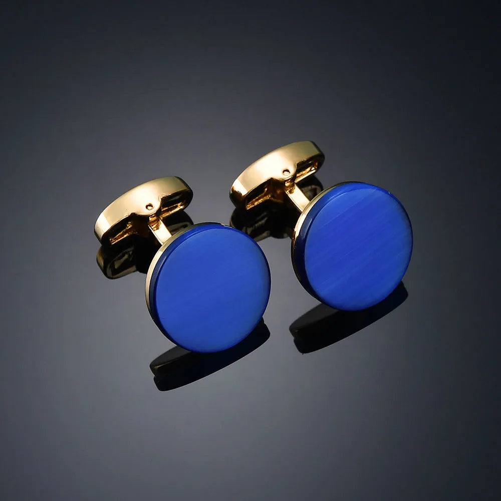 Quality Gems Craft Manschettenknöpfe Blumenmuster Golden Horse Muster Stoff Französische Ovale Hemd gemelos cuff links