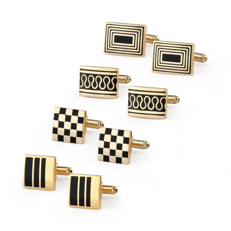 4 paires de boutons de manchette pour hommes avec boîte cadeau, boutons de manchette pour chemises d'homme, cadeaux pour invités de mariage, cadeau pour mari, pince à cravate d'affaires T0204022