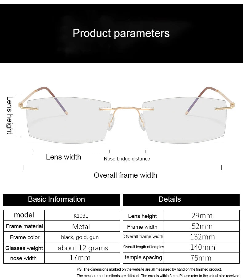 Lunettes de lecture anti-lumière bleue pour femmes, monture sans bords à découpe diamantée, pour hommes, anti-fatigue, hypermétropie, presbytie +1,5