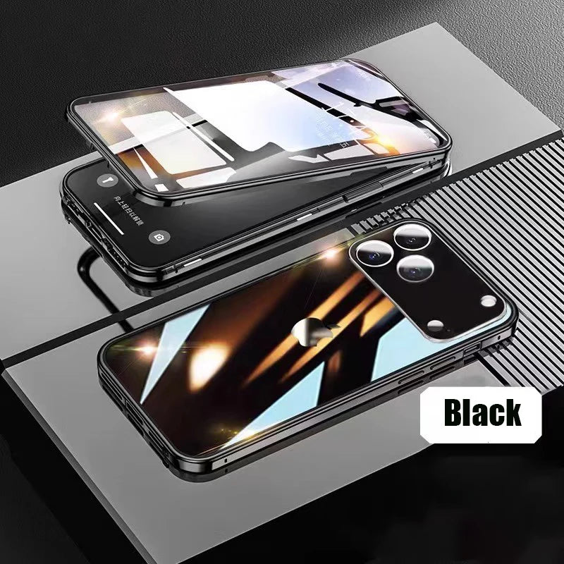 360°-Vollschutz-Metall-Magnet-Doppelseitige Glas-Schnappverschluss-Handyhülle für iPhone 17 Pro Max/17/Air/17 Pro Bumper Cover
