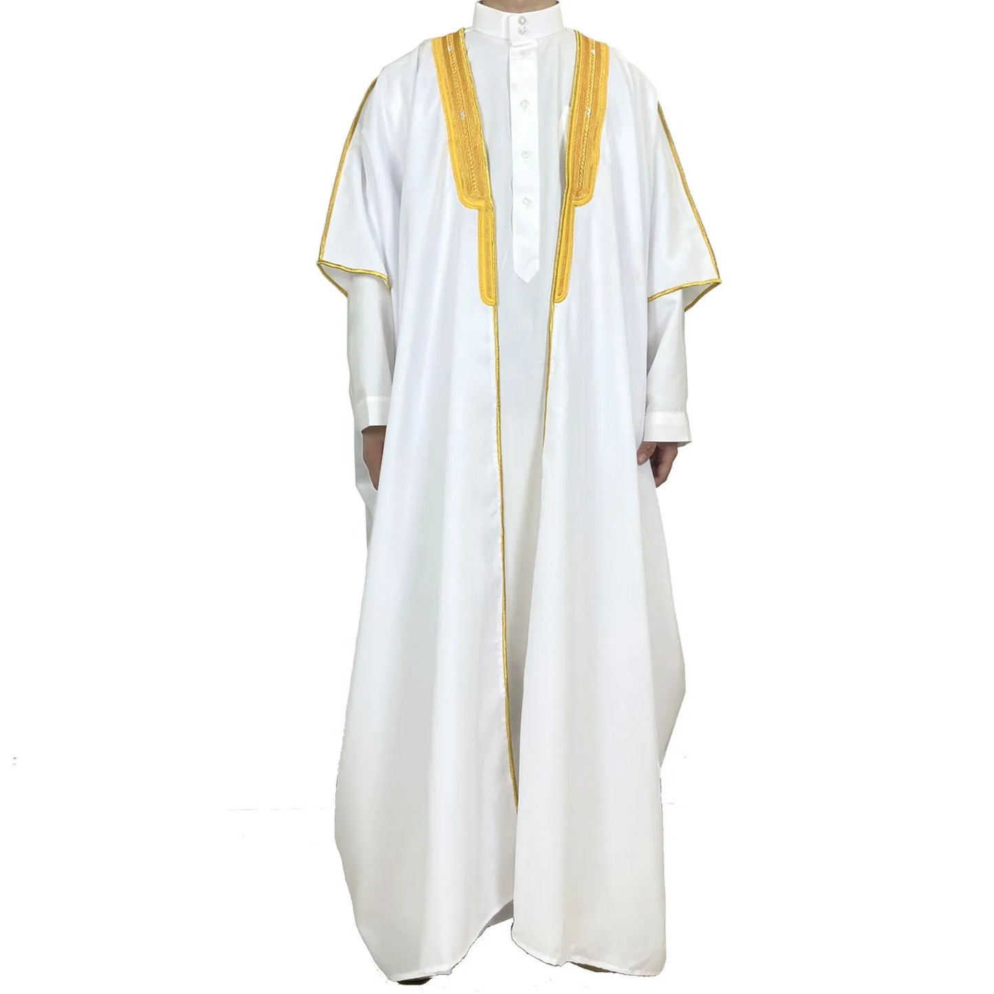 Moyen-Orient Hommes Ouvert Abayas Musulman Robe Kimono Dishdasha Vêtements Islamiques Dubaï Arabie Saoudite Caftan Brodé Robe Prière Thobe