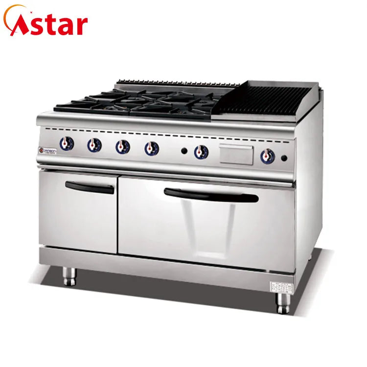 Cuisinière à gaz professionnelle avec four et grill 4 feux avec four