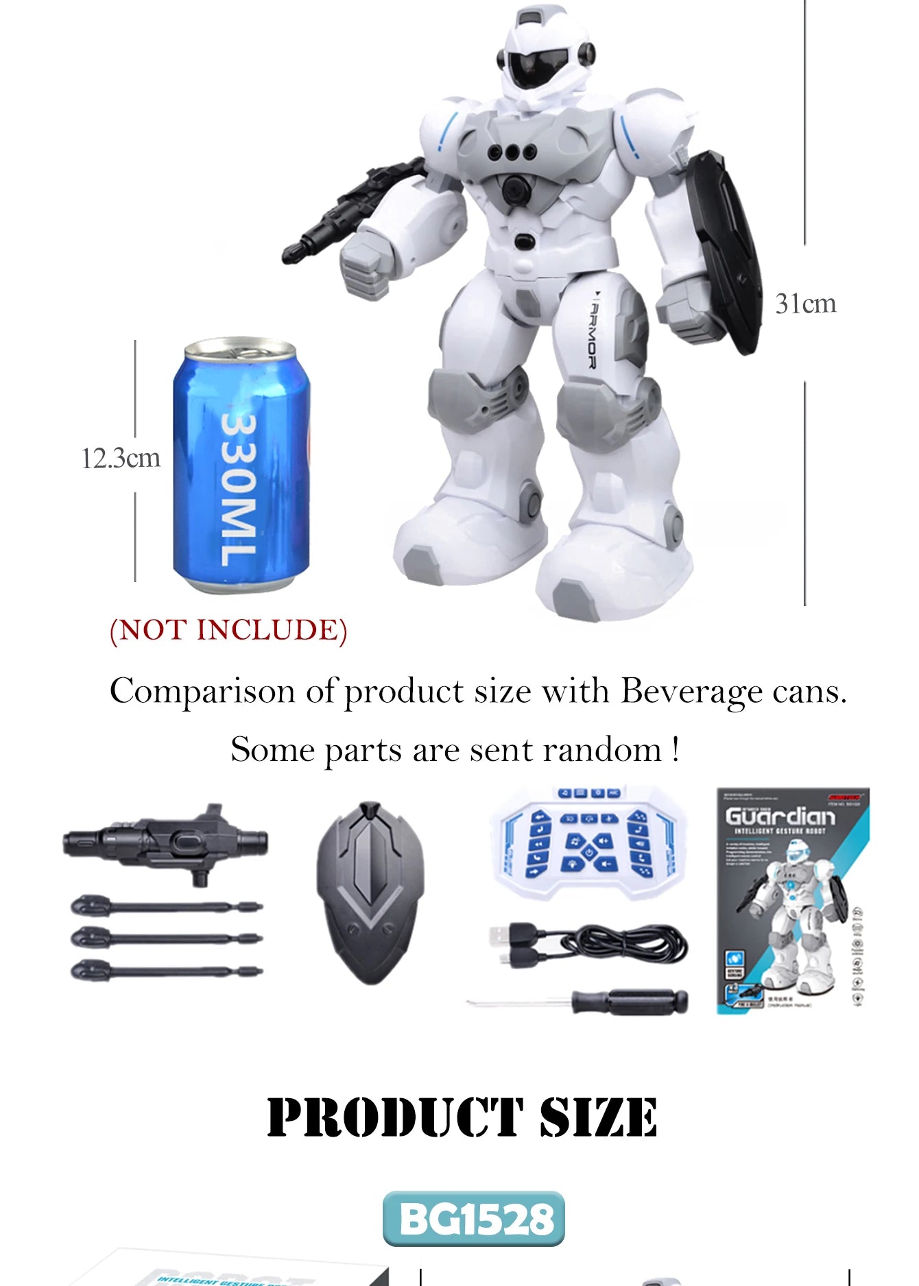 2.4G Remote Controlled Robot, Intelligent Programming Gesture Sensing, Dancing Singing Puzzle Toys Excluding regular batteries