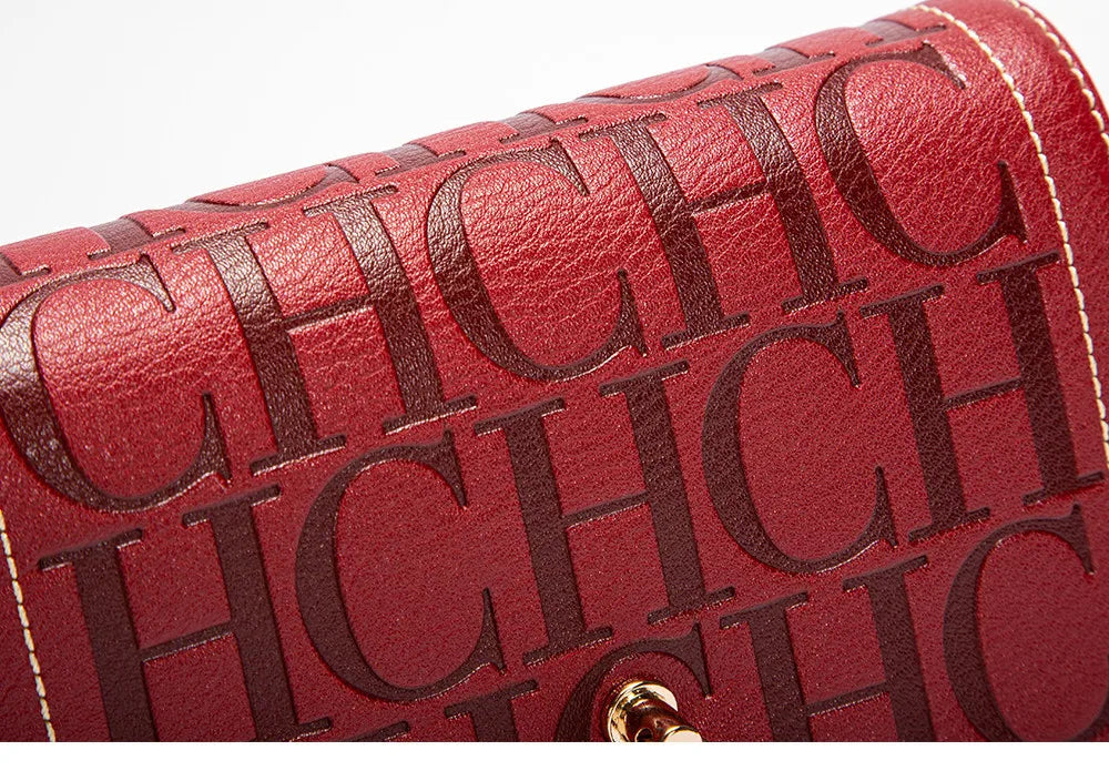 CH Womens Shoulder Bag Luxury Brand 2025 Fashion Solid Color Printed Handbag Fashion Design Model Metal Accessories Buckle