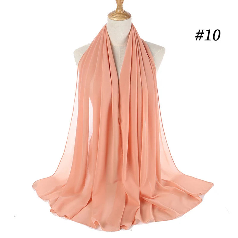 Hijab musulman en mousseline pour femmes, écharpe en mousseline bulle, voile pour femmes, musulmanes, islamiques, de couleur unie, malaisiennes, écharpes foulard musulman