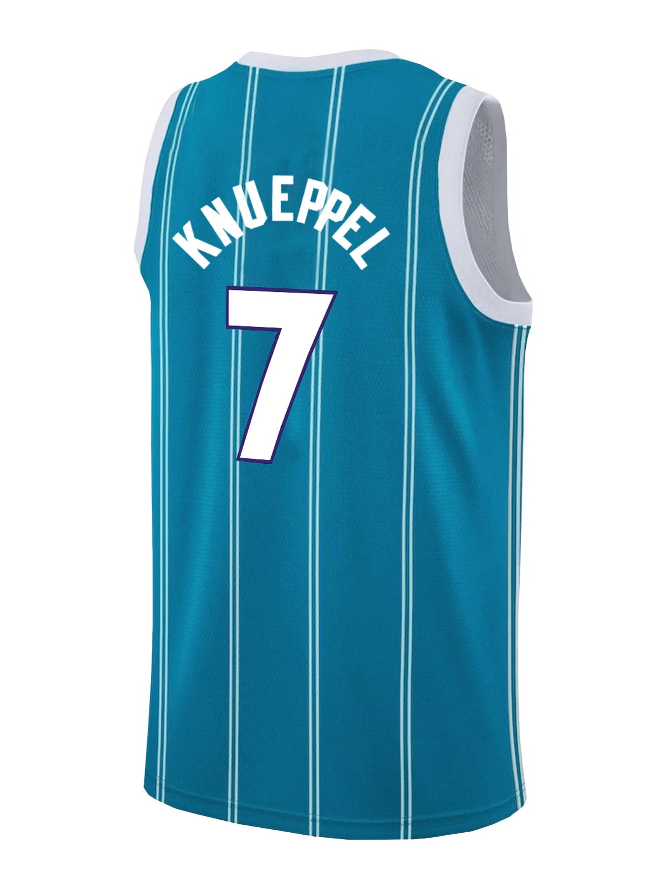 Maillot de basket-ball bleu lune #7 pour homme – Sans manches, respirant avec broderie de lettres contrastées, décontracté, tenue de sport