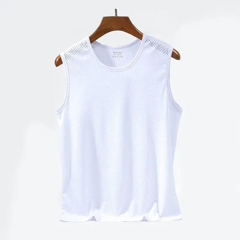 Débardeurs en maille de soie glacée pour hommes, séchage rapide, respirant, gilet, musculation, t-shirt sans manches, t-shirts de sport, débardeurs musculation