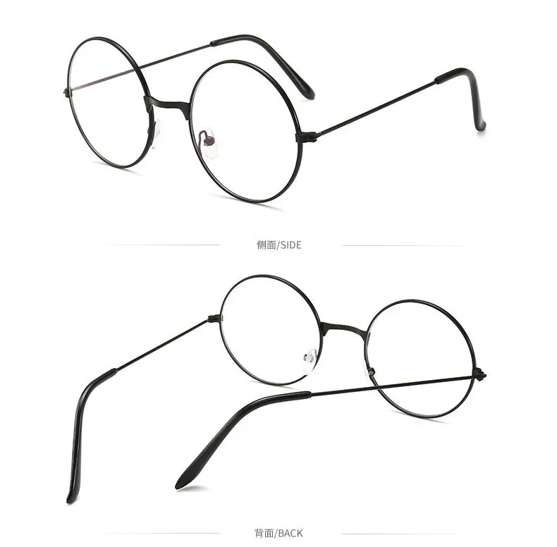 Vintage Transparent Glasses Round Metal Frame Superlight Style Clear Lens Game Eye Glasses  Protection Chic Prevent  Blue Light