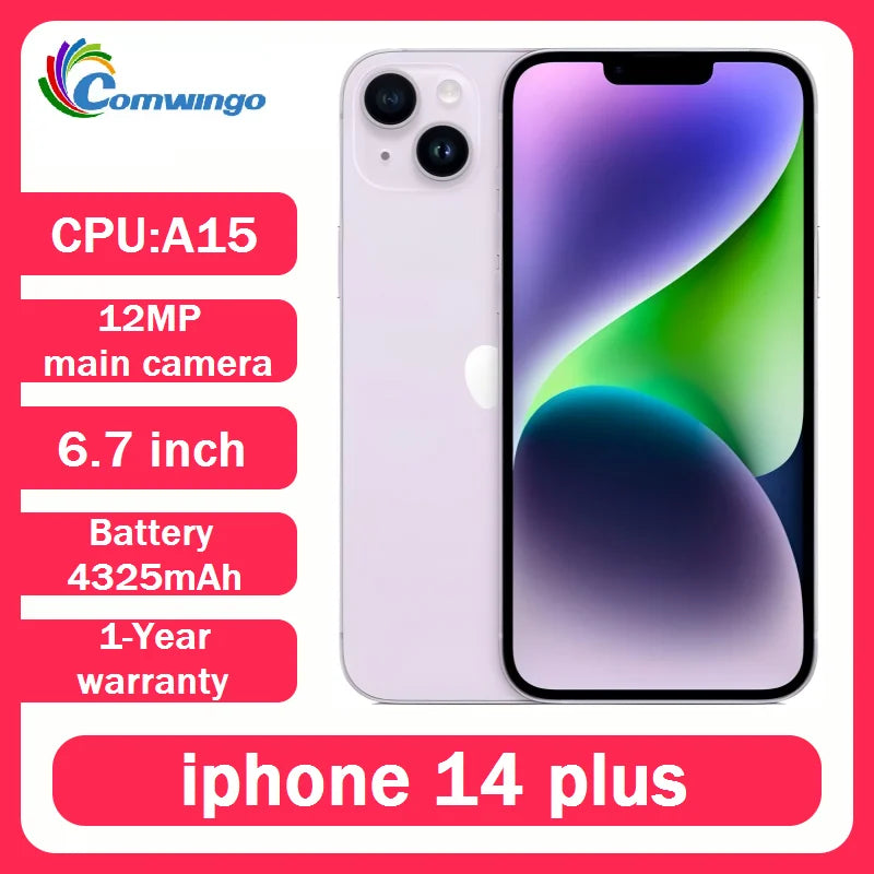 Original Apple iPhone 14 Plus 128GB/256GB Handy ROM 6GB RAM 6.7" Einzel-SIM OLED Face ID NFC A15 5G 98% NEU Smartphone