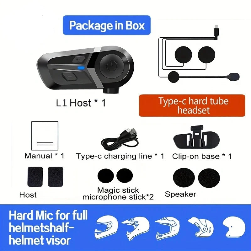 Casque de moto sans fil Bluetooth 5.3, appels mains libres, téléphone, écouteurs de moto étanches, lecteur de musique, casque de moto