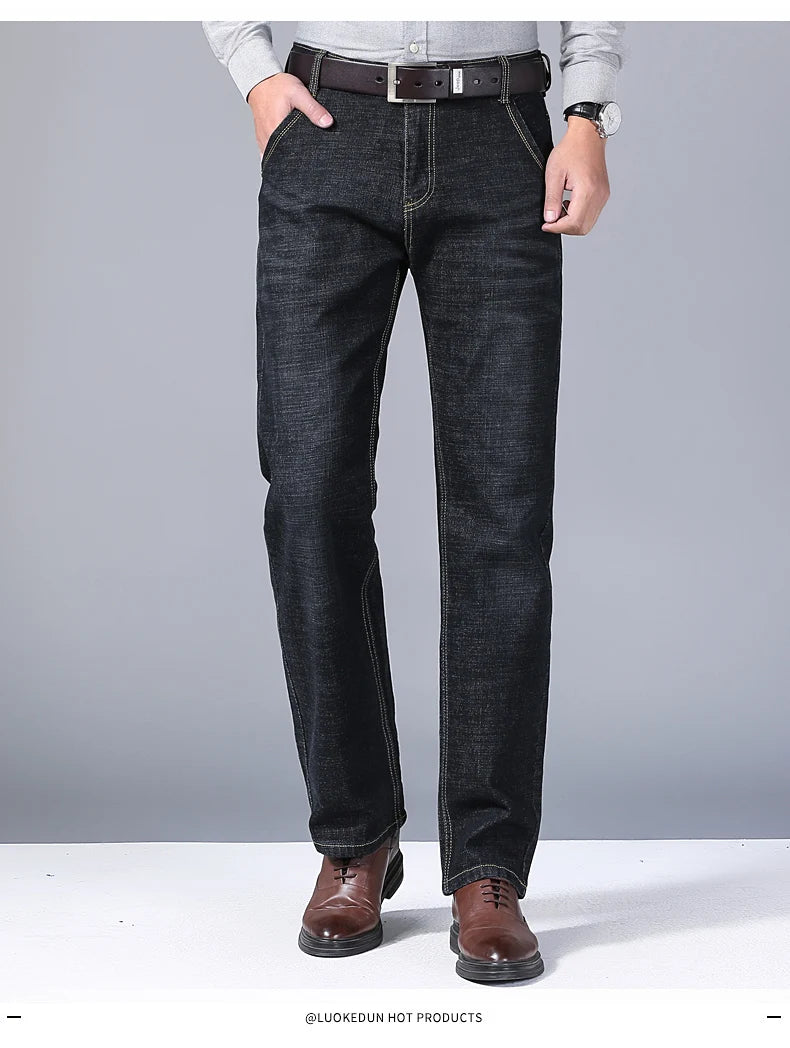 Nouveau Jean Slim extensible classique décontracté pour Homme 2024, Pantalon en Jean de Marque pour Homme, Noir Bleu