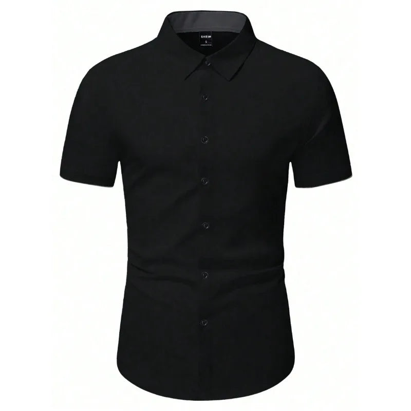 Frühling Sommer Neue Herrenkleidung Kurzarm 3D Digitaldruck Button-Down Hemd Herren Lässig Spell Color Shirt Tops