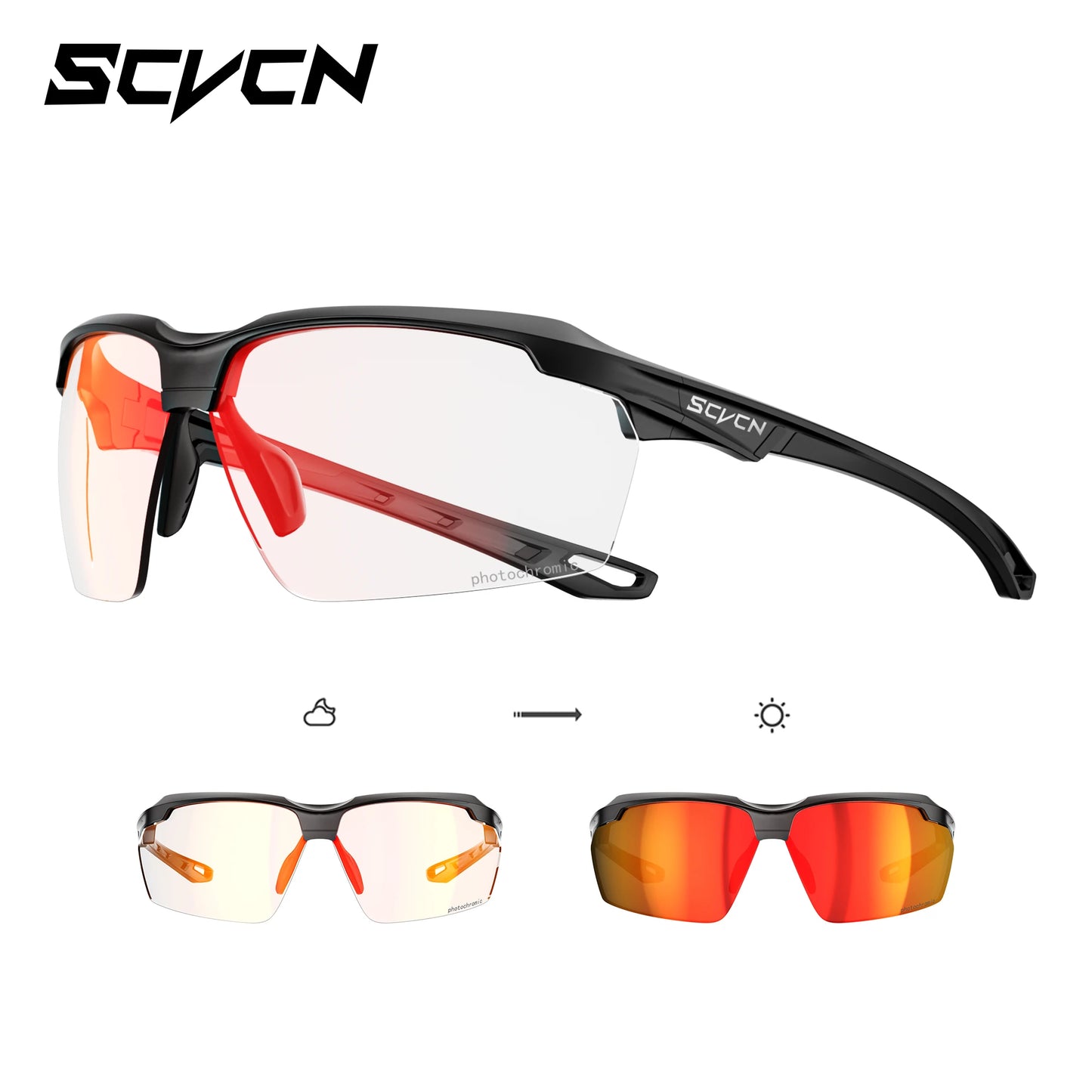 SCVCN Lunettes de soleil photochromiques Cyclisme Vélo VTT Randonnée Golf UV400 Lunettes de sport pour hommes femmes Baseball